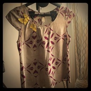 Anthropologie Floreat silk flower blouse